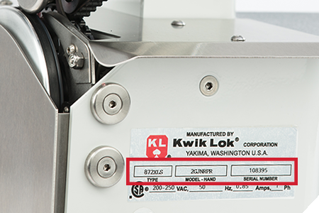 Kwik Lok machine specifications