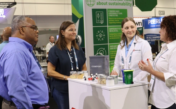 Driving sustainable innovation - people discussing sustainability